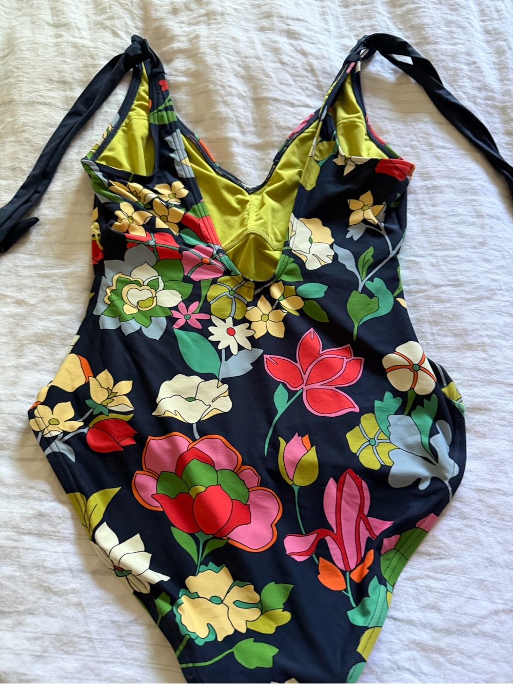kate spade Black Floral One-Piece Swimsuit with Green Lining